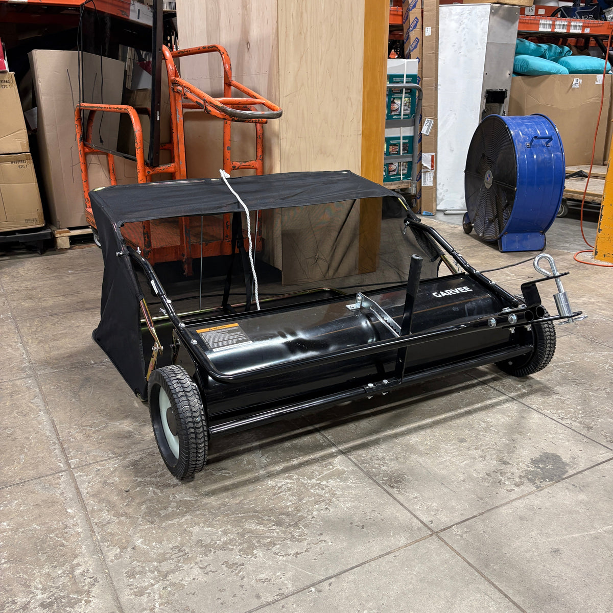 GARVEE Tow-Behind 42 in Lawn Sweeper with Hopper Bag