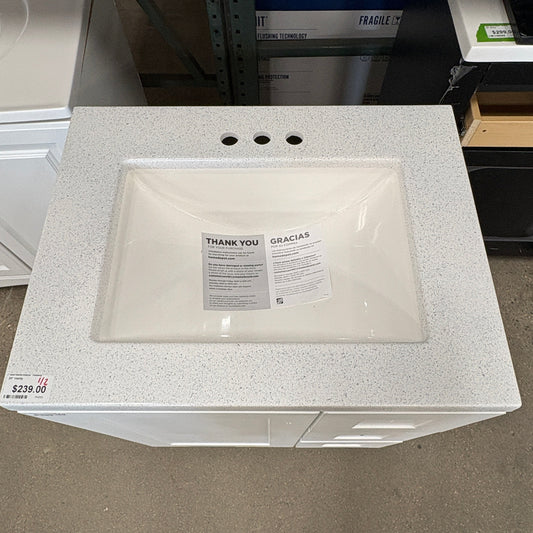 24 in White Vanity with Top