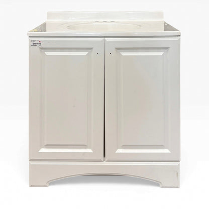 30 in White Vanity with Top
