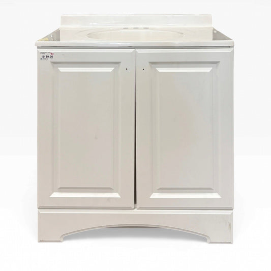 30 in White Vanity with Top