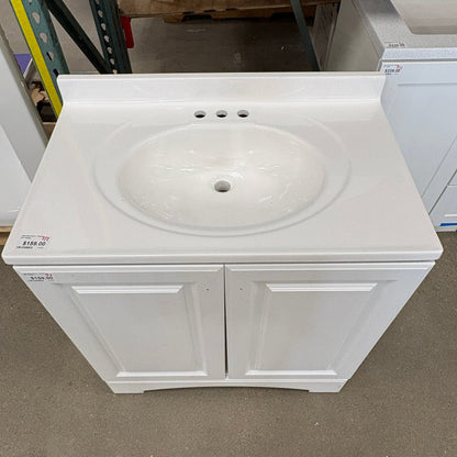 30 in White Vanity with Top