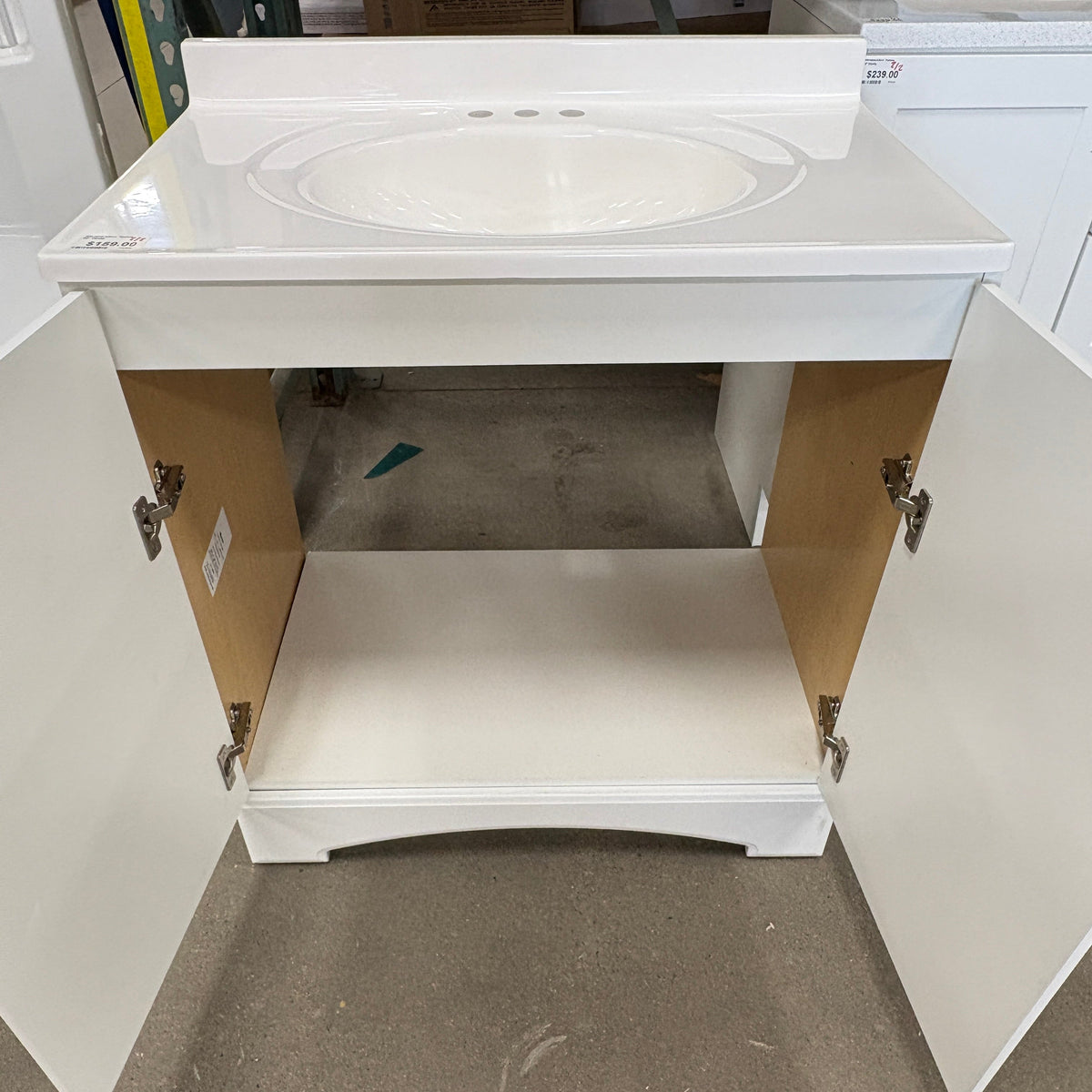 30 in White Vanity with Top