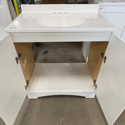 30 in White Vanity with Top