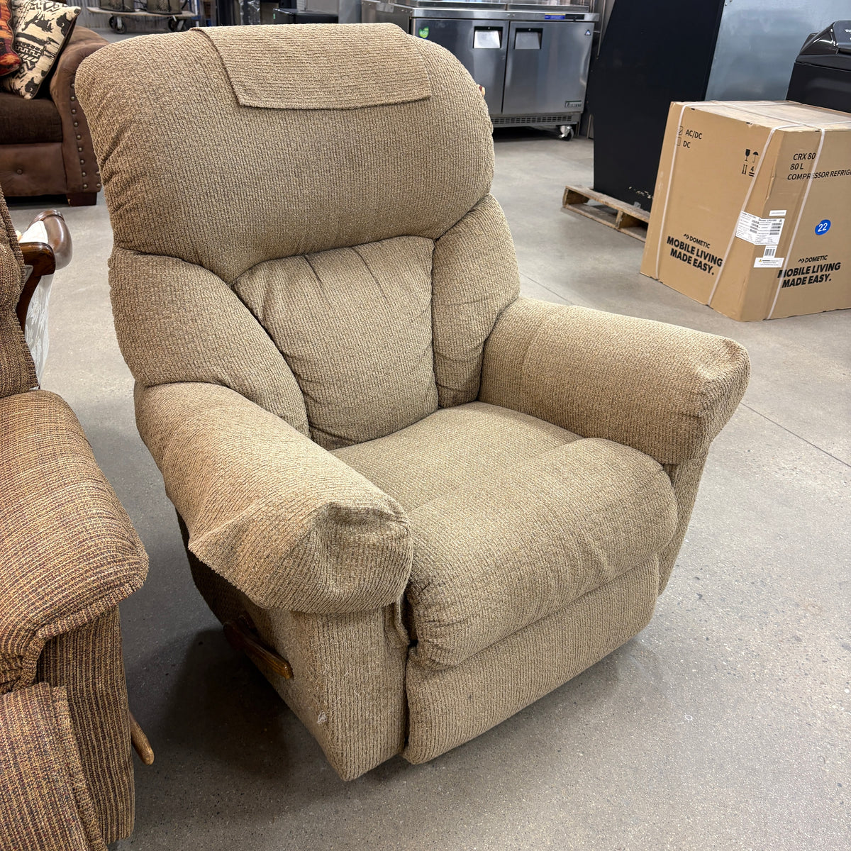 Tan Tweed Rocker Recliner