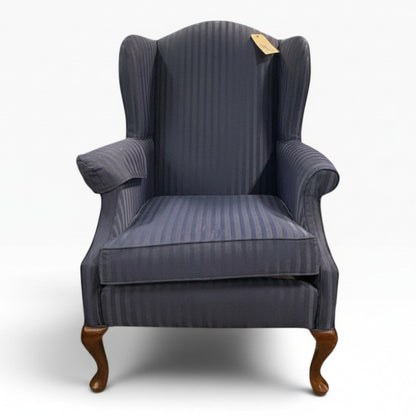 GDM Habitat for Humanity ReStore Navy Pinstripe Wingback Chair