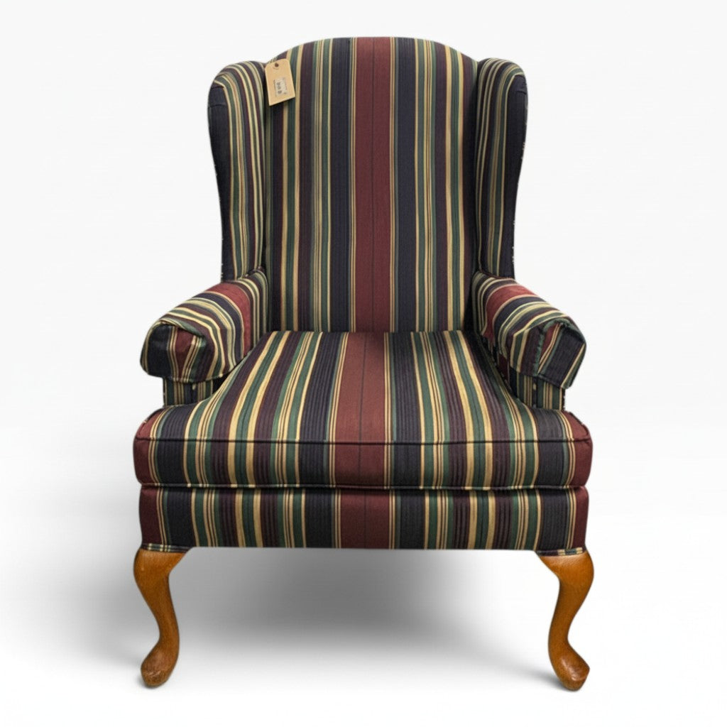 GDM Habitat for Humanity ReStore Striped Wingback Chair