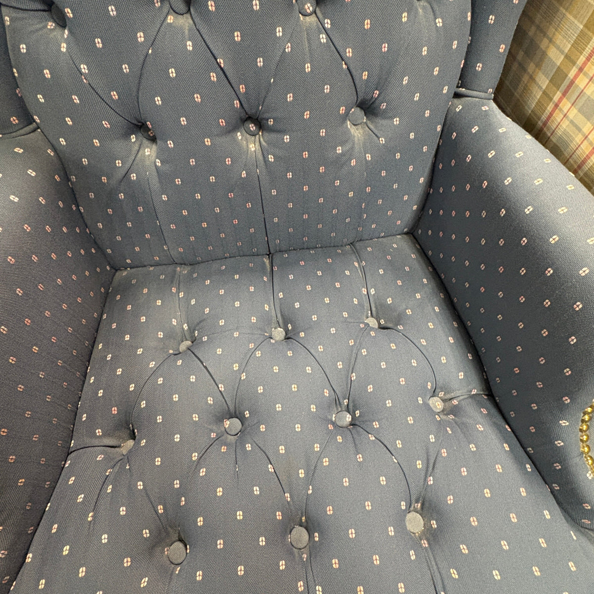 GDM Habitat for Humanity ReStore Blue Tufted Wingback Chair