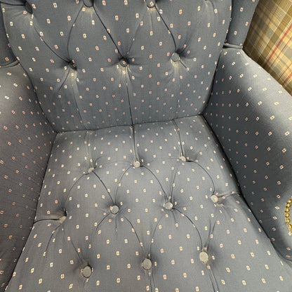 GDM Habitat for Humanity ReStore Blue Tufted Wingback Chair