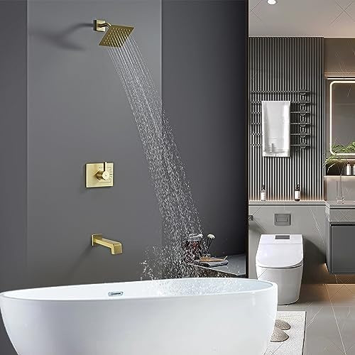 GDM Habitat for Humanity ReStore Brushed Gold Shower Faucet Set