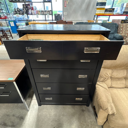 Black 5 Drawer Tall Chest