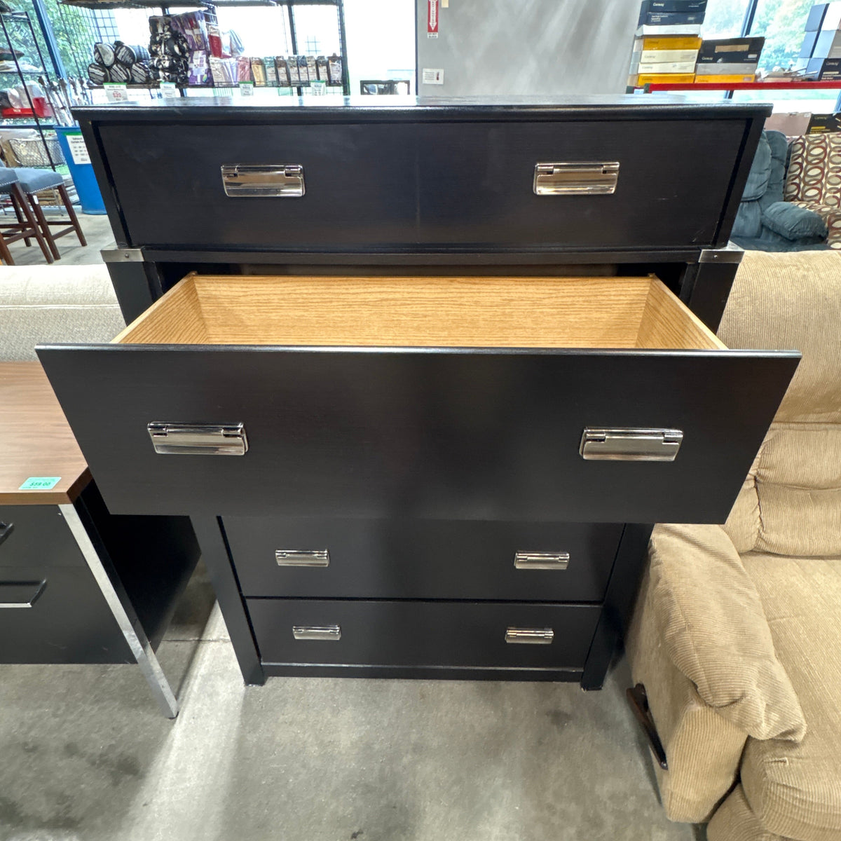 Black 5 Drawer Tall Chest