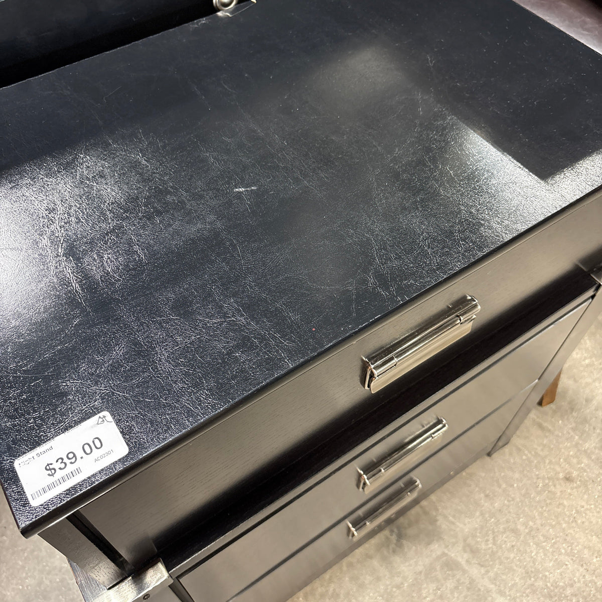 Black 3 Drawer Nightstand