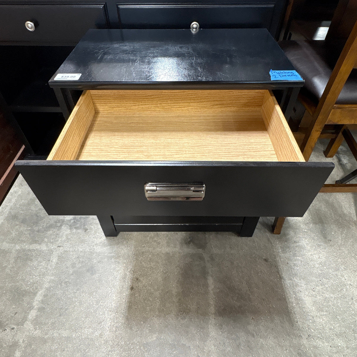 Black 3 Drawer Nightstand