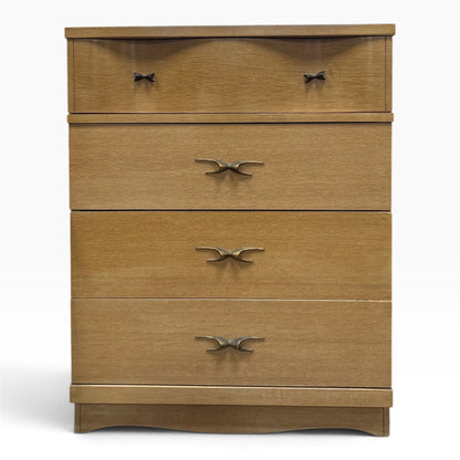 Mid Century Oak 4 Drawer Chest
