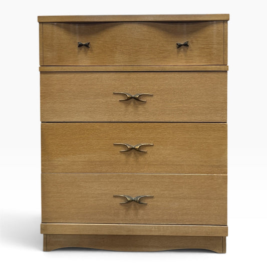 Mid Century Oak 4 Drawer Chest