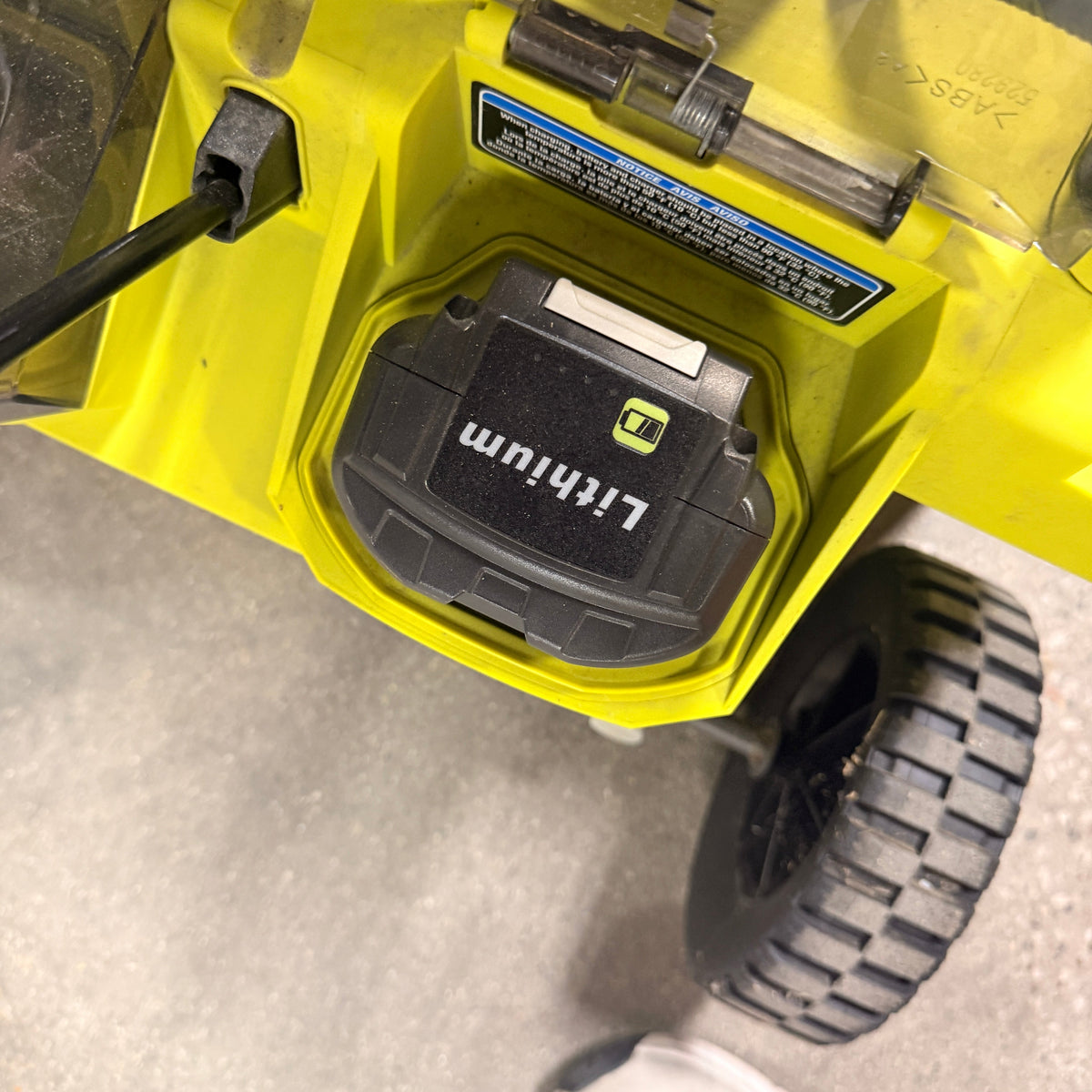Ryobi 40V Snow Blower location-set