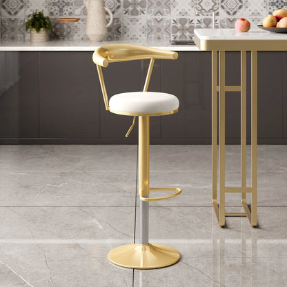 White Velvet Swivel Bar Stool