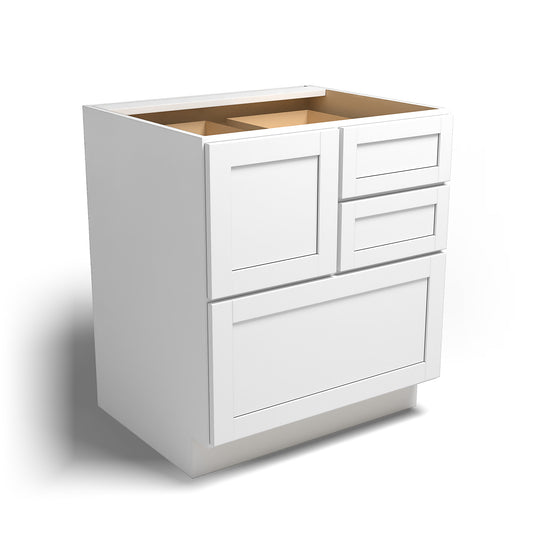 Special Order - 30" Cooking Center Base Cabinet with 4 Drawers Arcadia White Shaker - 30CC Arcadia White Base Cabinets GHI SPACW Special Order