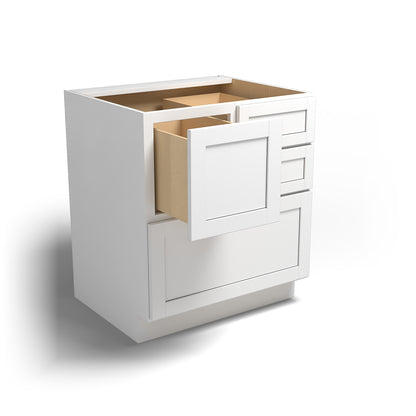 Special Order - 30" Cooking Center Base Cabinet with 4 Drawers Arcadia White Shaker - 30CC