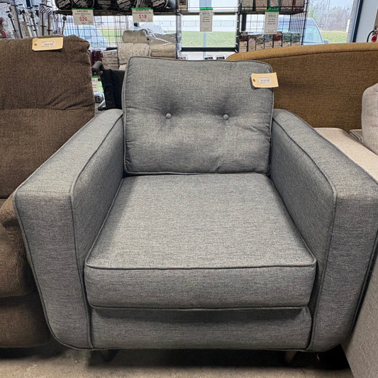 Grey Tufted Back Arm Chair