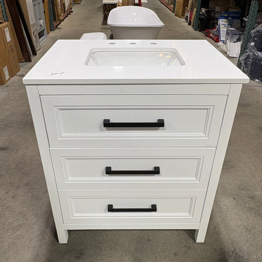 3 Drawer 30" White Vanity