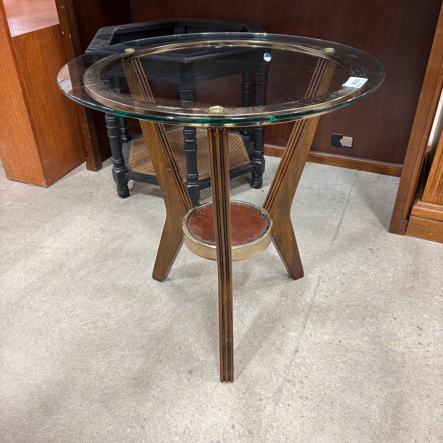 MCM-Style Glass-Top End Table