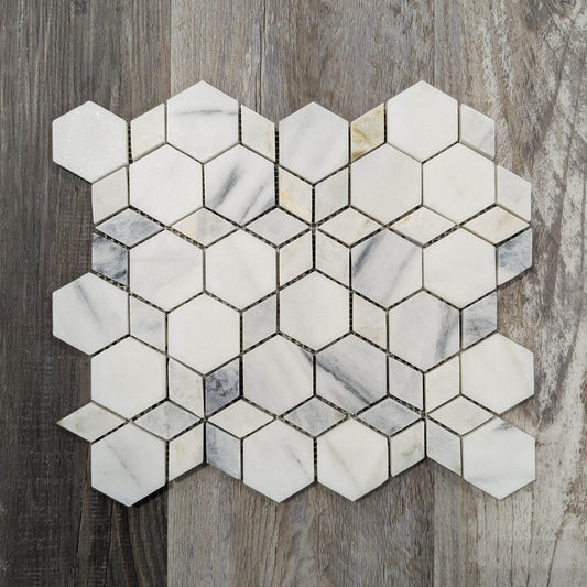 Cloud Marble Hexagon Mosaic