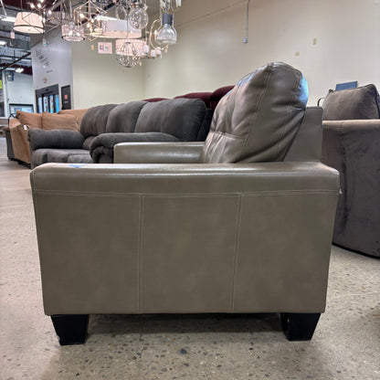 Beige Faux Leather Loveseat