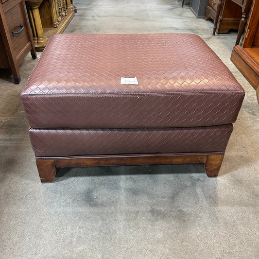 Woven Faux Leather Ottoman