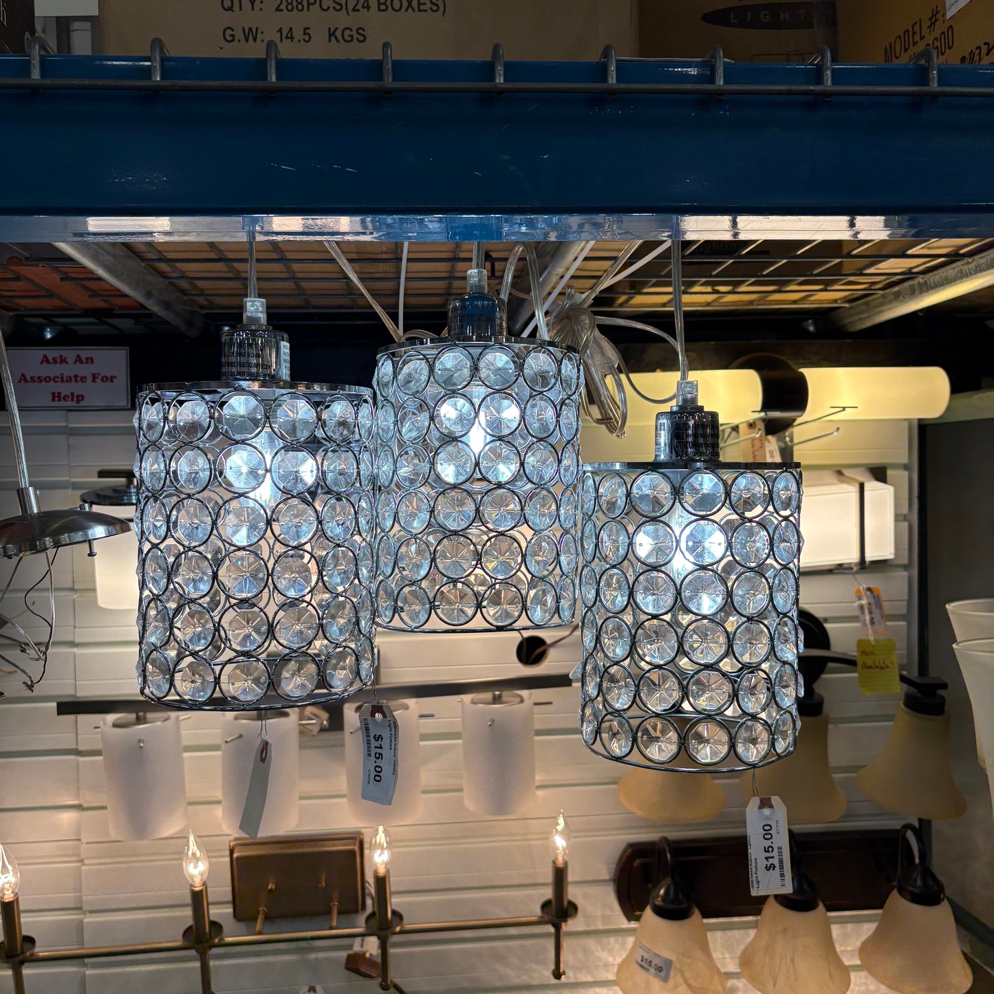 Caged Crystal Pendant Light