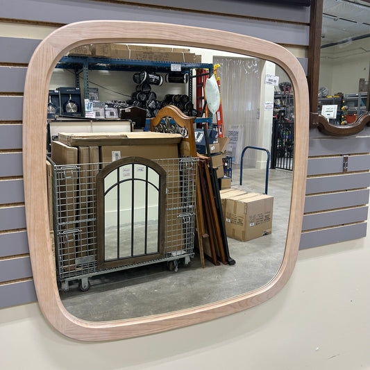 Curved Wood Frame Mirror