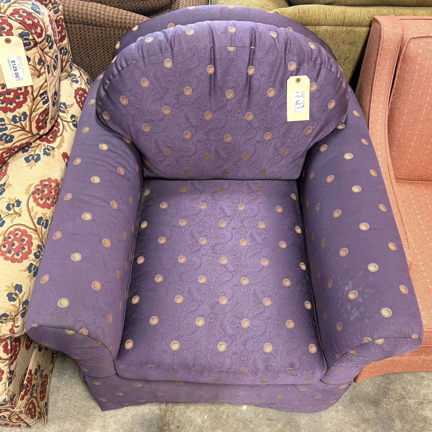 Purple Printed Arm Chair