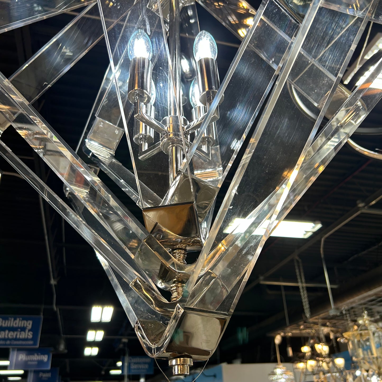 Lucite Diamond Light Fixture