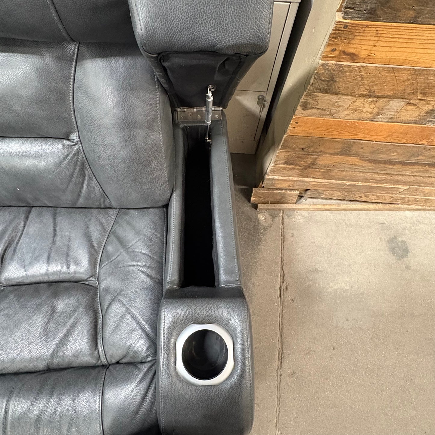 Grey Loveseat With Console