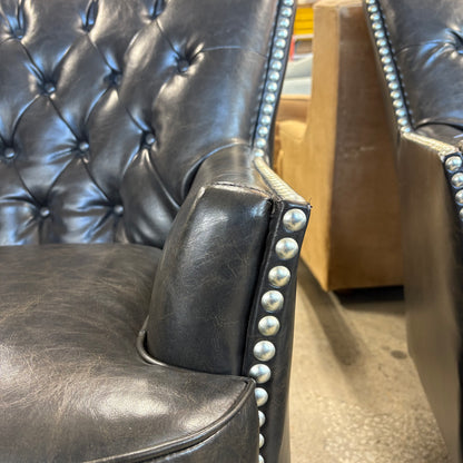 Black Tufted Leather Armchair