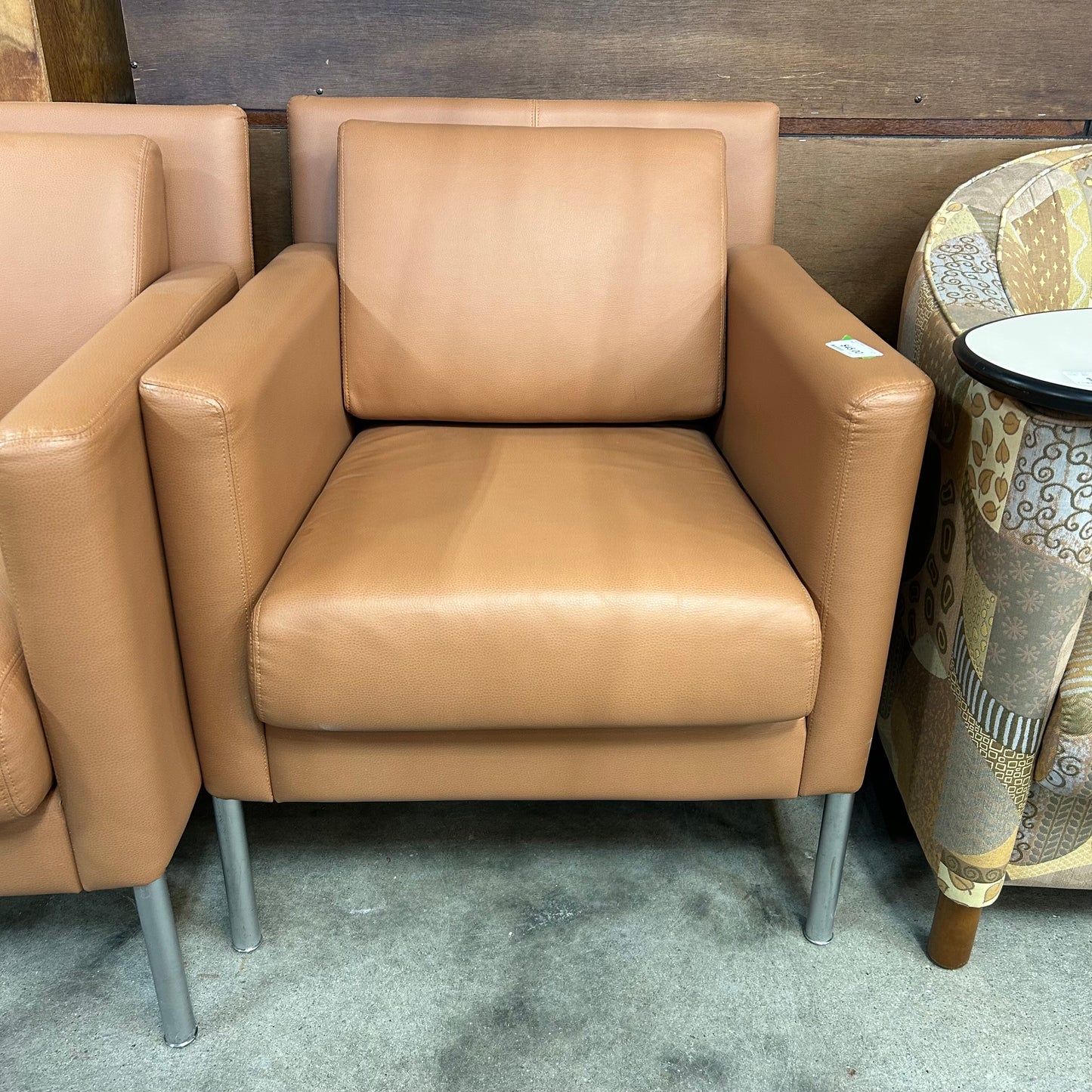 Tan Faux Leather Armchair