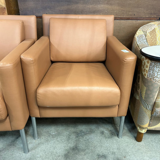 Tan Faux Leather Armchair FALSE