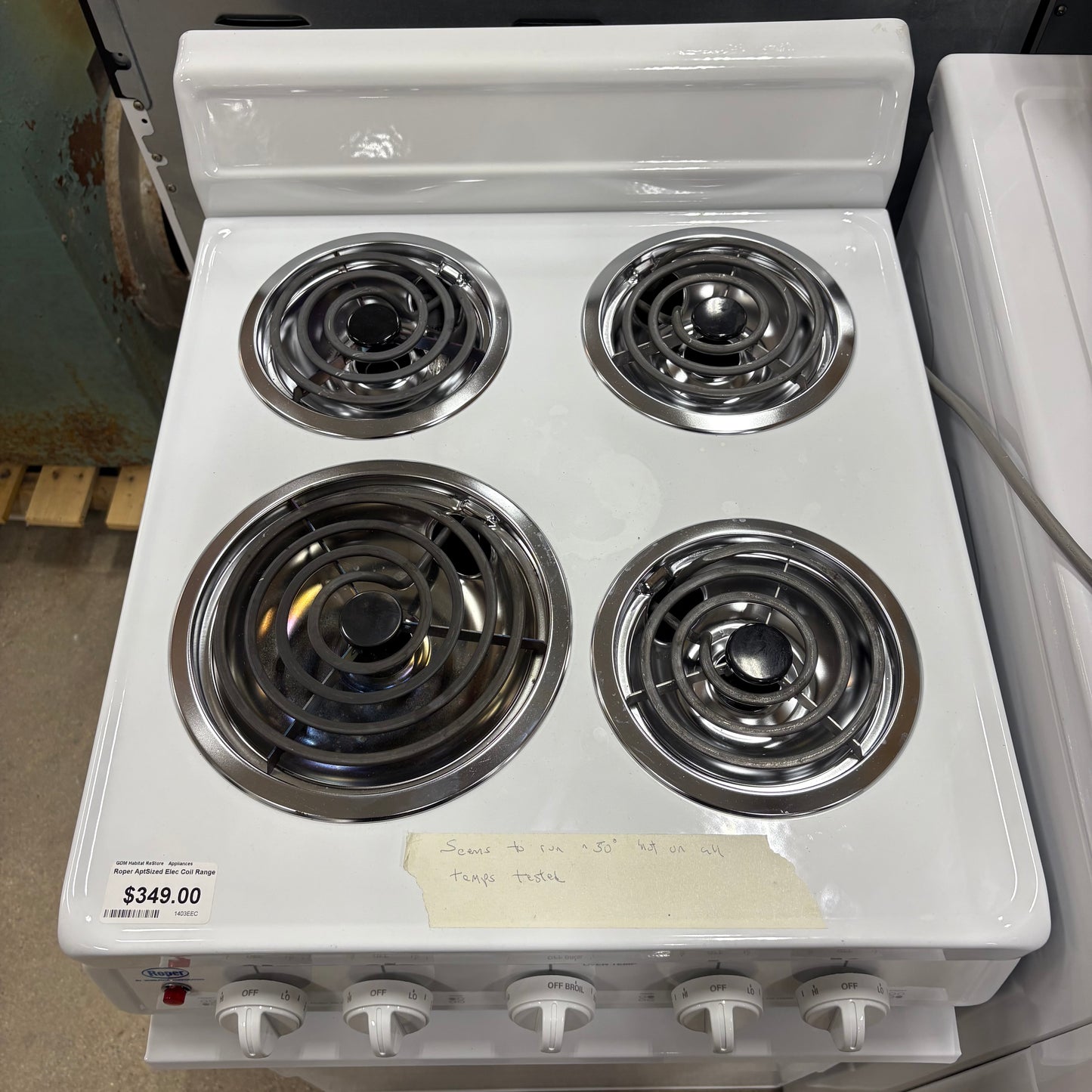 Roper AptSized Elec Coil Range