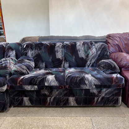 Vintage Black Velvet Loveseat