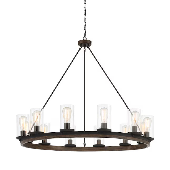Walnut&MatteBlack12Light Chand