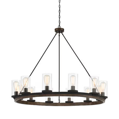 Walnut&MatteBlack12Light Chand