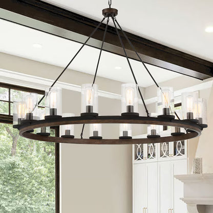 Walnut&MatteBlack12Light Chand