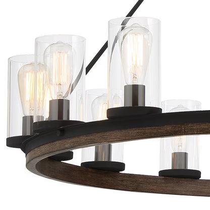 Walnut&MatteBlack12Light Chand
