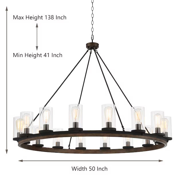 Walnut&MatteBlack12Light Chand