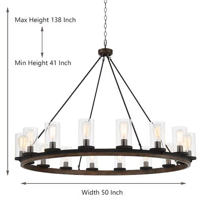 Walnut&MatteBlack12Light Chand