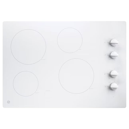 GE 30" White Elec Cooktop