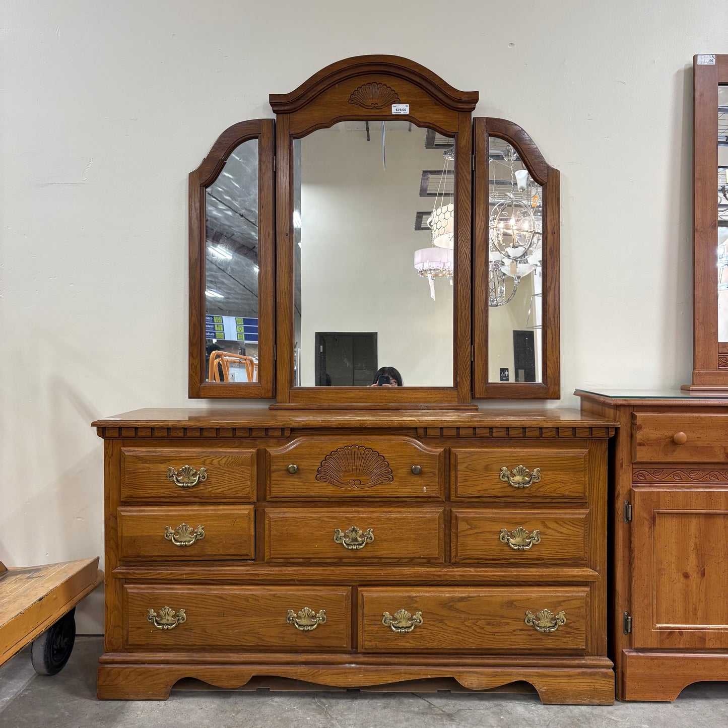 Vintage Shell Dresser w/ Mirro