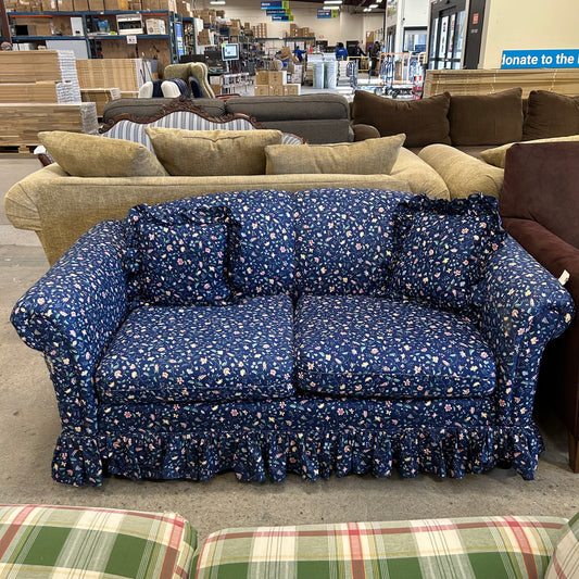 Blue Ditsy Floral Loveseat