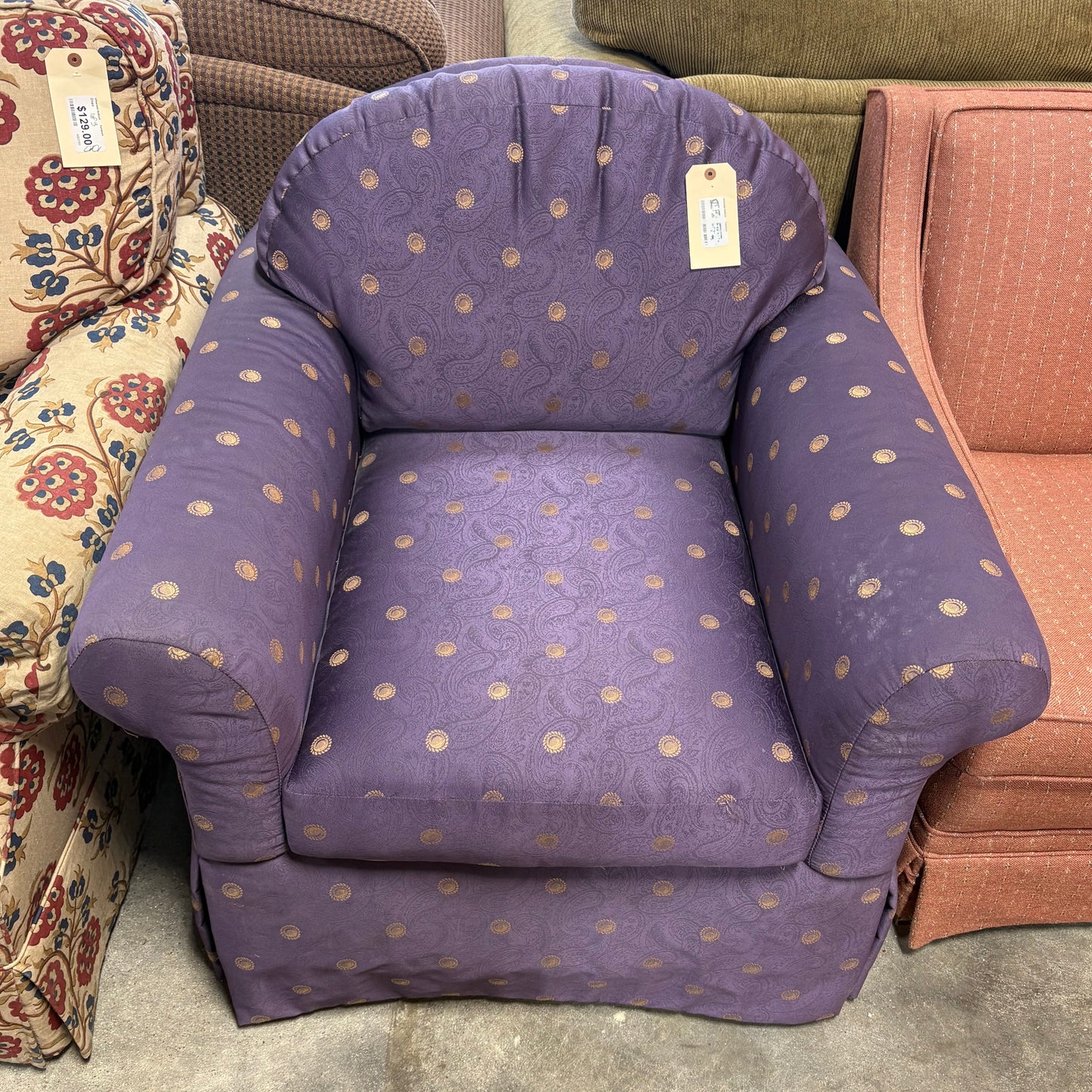 Purple Printed Arm Chair