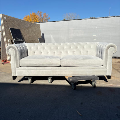 Cloud Gray Tufted Velvet Sofa